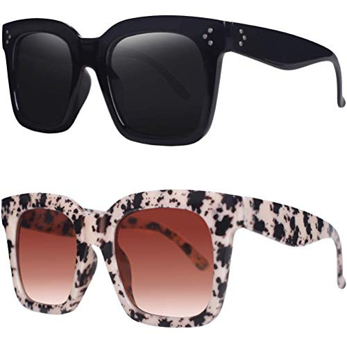 Vintage Women Oversized Sunglasses Designer Luxury Square Sun Glasses UV400 Protection Flat Lens | Amazon (US)
