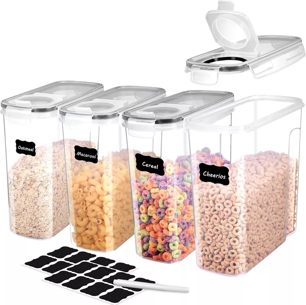 ComSaf Airtight Large Food Storage Containers Set of 4 (4 L/135oz