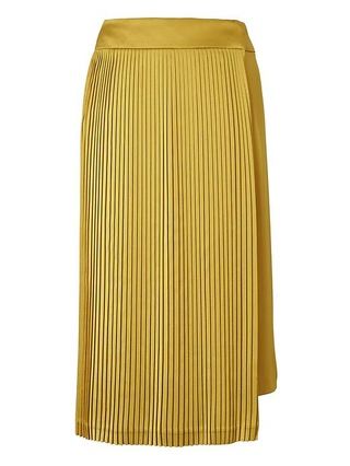 Banana Republic Womens Banana Republic X Olivia Palermo  ; Pleated Wrap Skirt Gold Lichen Size 0 | Banana Republic US