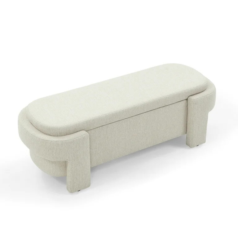 PORKISS 51” Storage Ottoman Bench, Linen Upholstered Long Storage Bench with Large Storage Spac... | Walmart (US)