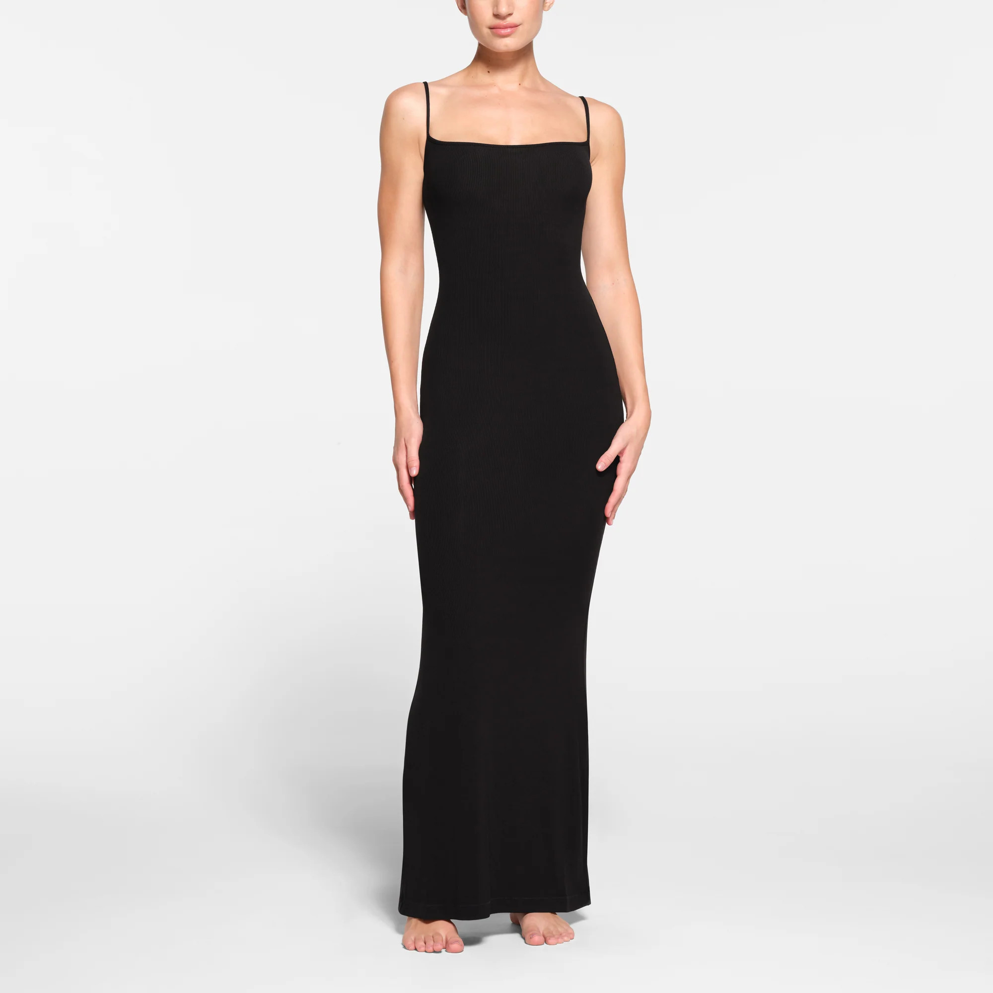SKIMS Long Slip Dress | Black | Large | Soft Lounge | SKIMS (US)