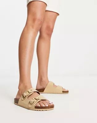 South Beach double band sandal with buckle in beige | ASOS (Global)