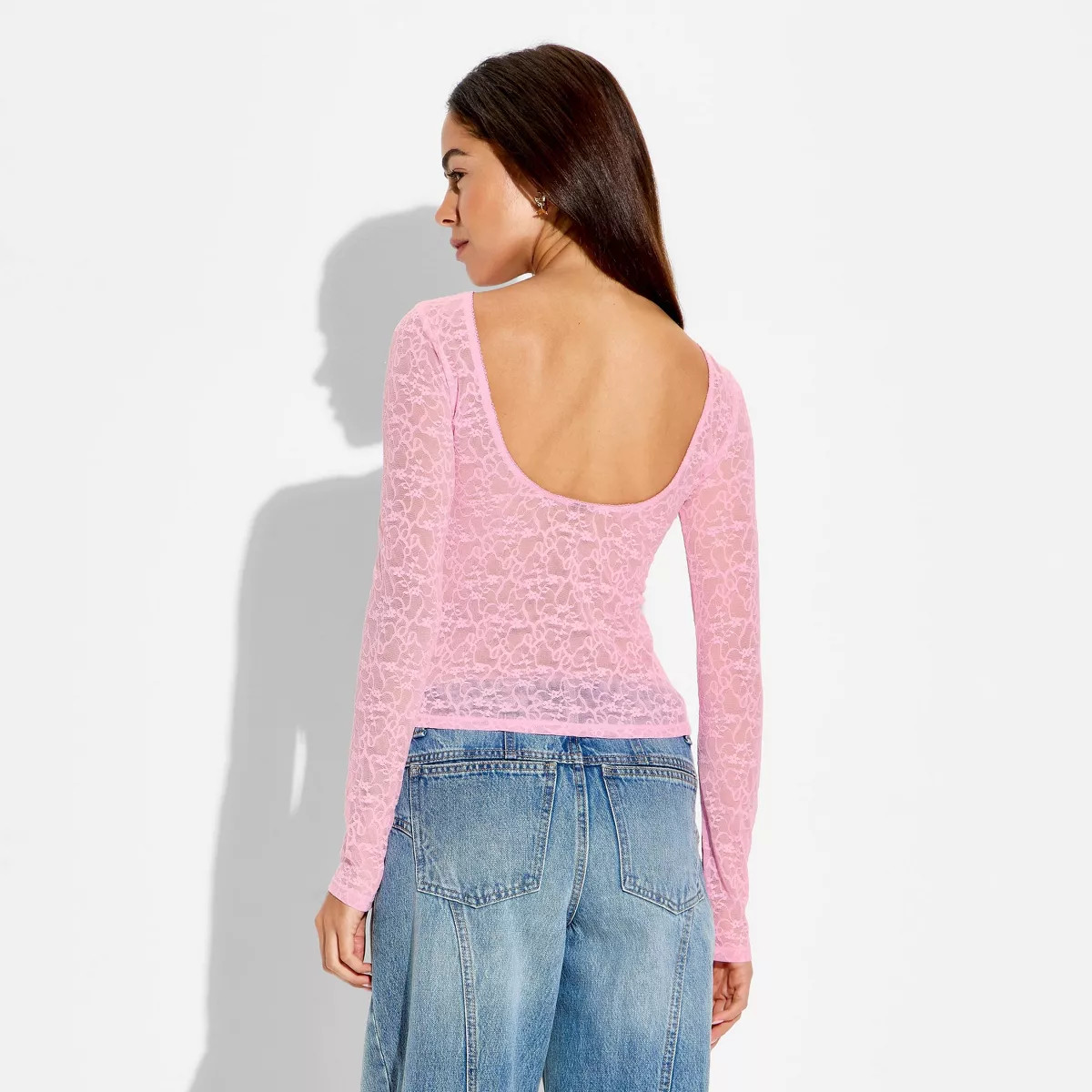 Women's Long Sleeve Back Lace Blouse - Wild Fable™ | Target