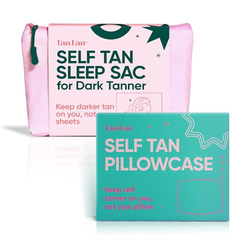 Tan Fan Self Tan Sleep Sac for Dark Tanner + Pillowcase - Keep Sheets + Pillows Clean from Self Tanner Stains - 100% Cooling Silky Poly - Won’t Rub or Absorb Tanning Lotion - Lightweight Breathable | Amazon (US)