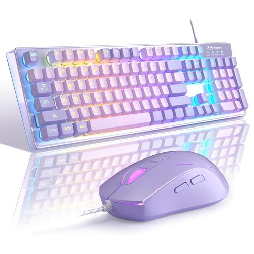 Gaming Keyboard and Mouse Combo, K1 RGB LED Backlit Wired Keyboard with 104 Key Computer PC Gamin... | Amazon (US)