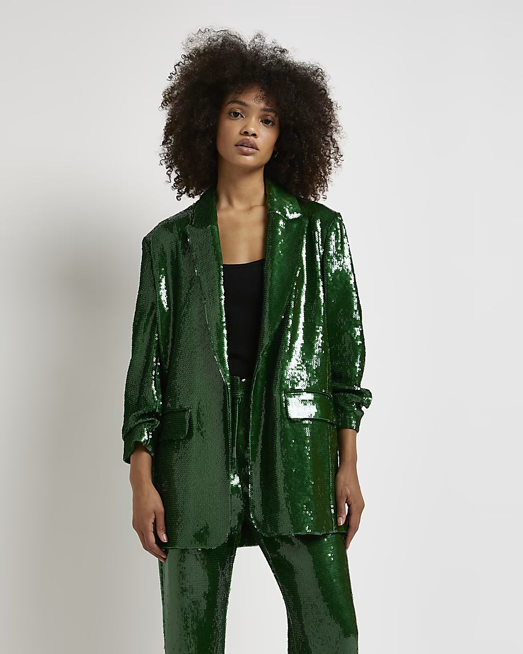 Green sequin oversized blazer | River Island (UK & IE)