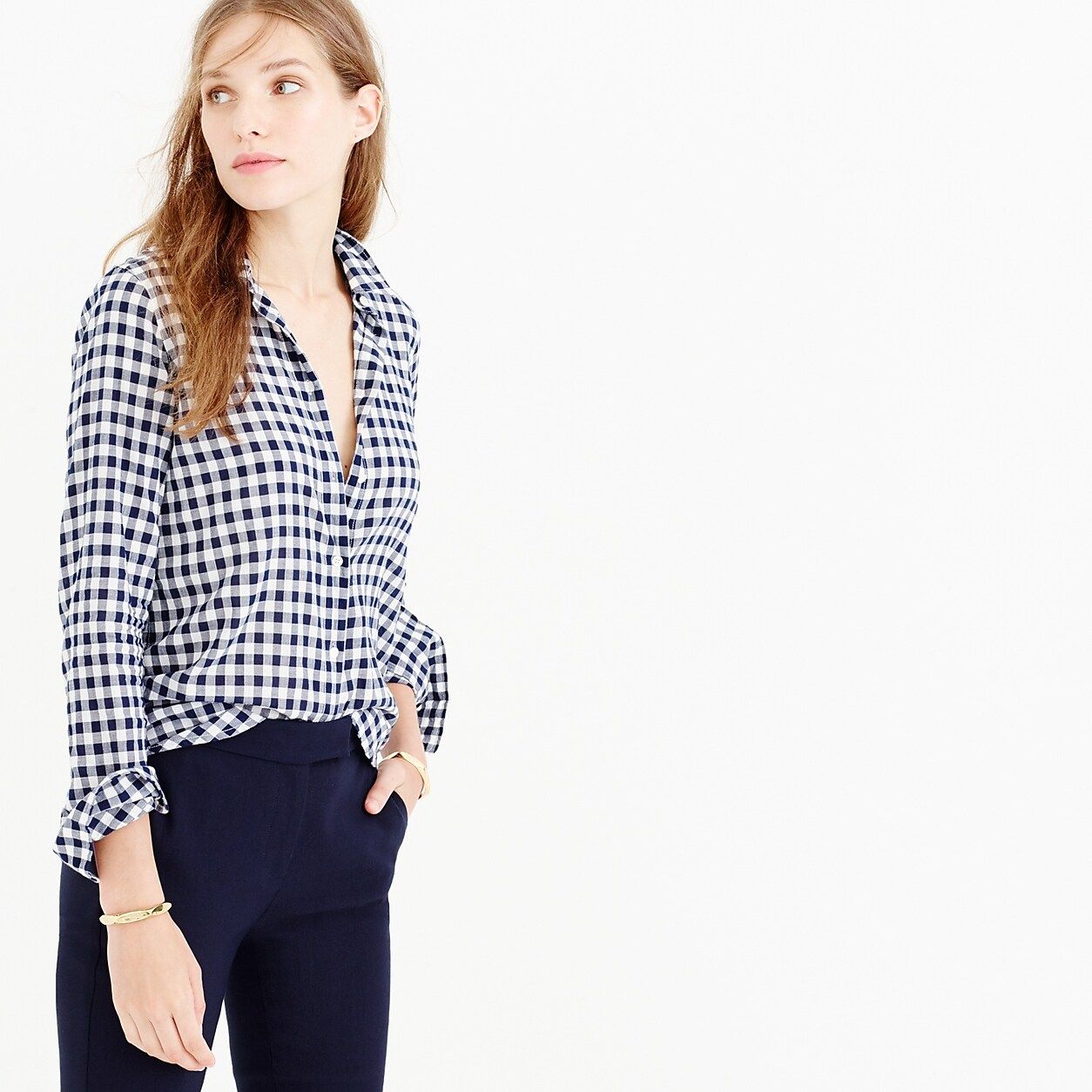 Relaxed boy shirt in crinkle gingham | J.Crew US