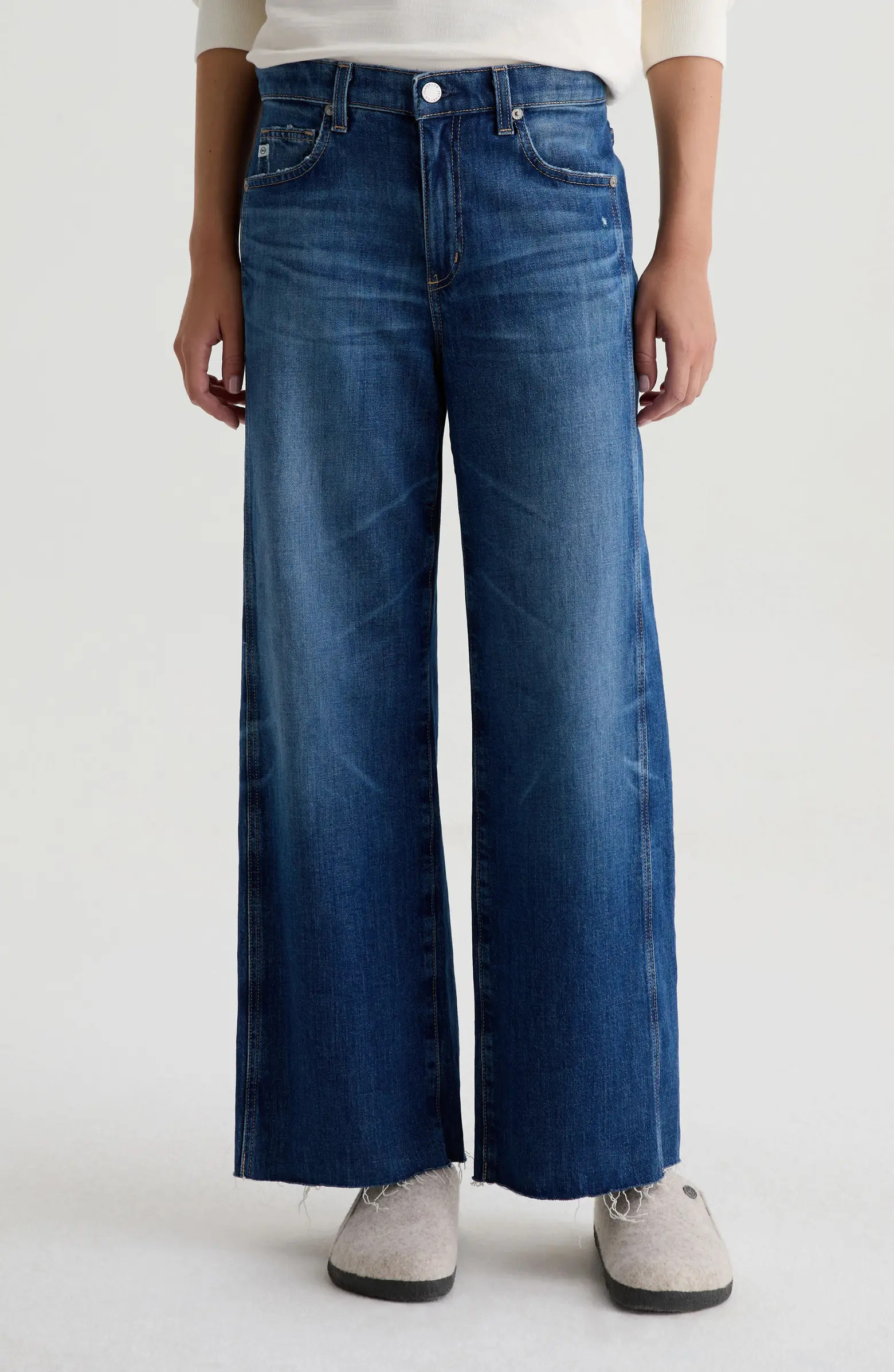 AG Saige Raw Hem Ankle Wide Leg Jeans | Nordstrom | Nordstrom