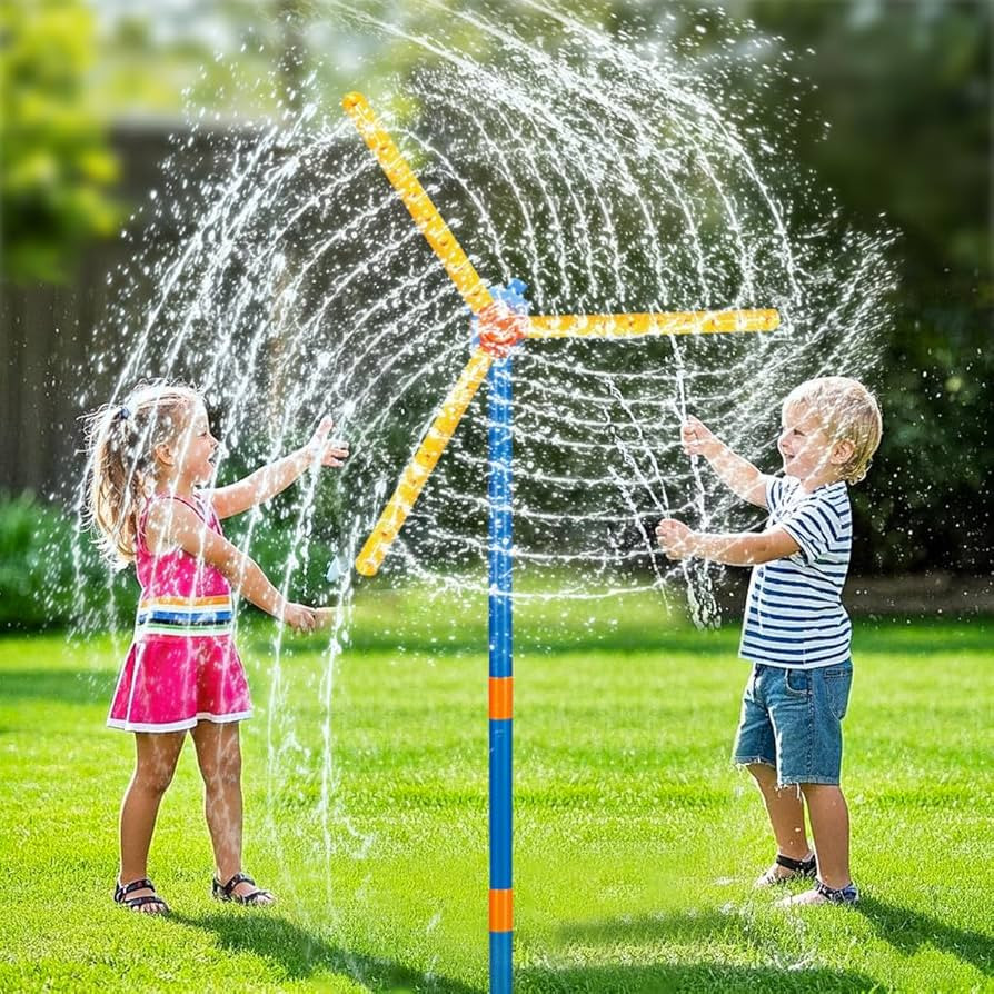 VATOS 57" Windmill Sprinkler Toy for Kids - 360° Rotating Outdoor Water Spray with 36 Splash Hol... | Amazon (US)