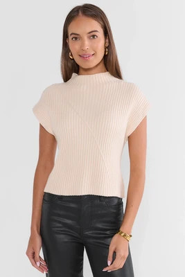 Cream Knit Mock Neck Sweater | Avara