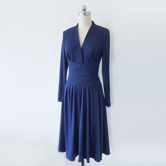 Blue Wrap Knit Dress/ Kate Middleton Engagement Dress/ Duchess | Etsy | Etsy (US)