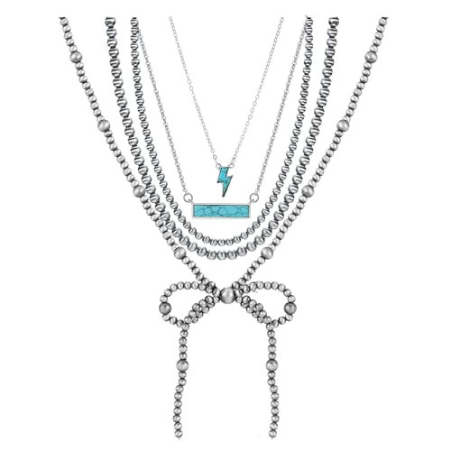 Navajo Pearl Bow Necklace Western Jewelry for Women Turquoise Choker Necklace Cowgirl 5PCS (Style 1) | Amazon (US)