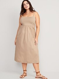 Fit & Flare Mixed Fabric Midi Cami Dress for Women | Old Navy (US)