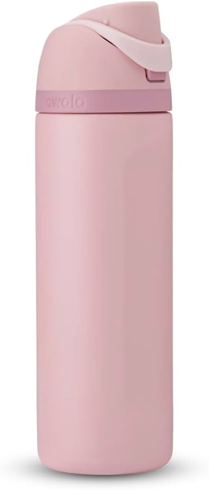 Owala Stainless Steel Water Bottle, 24 Oz, Rose Quartz Pink, Flip-Top Lid | Amazon (US)
