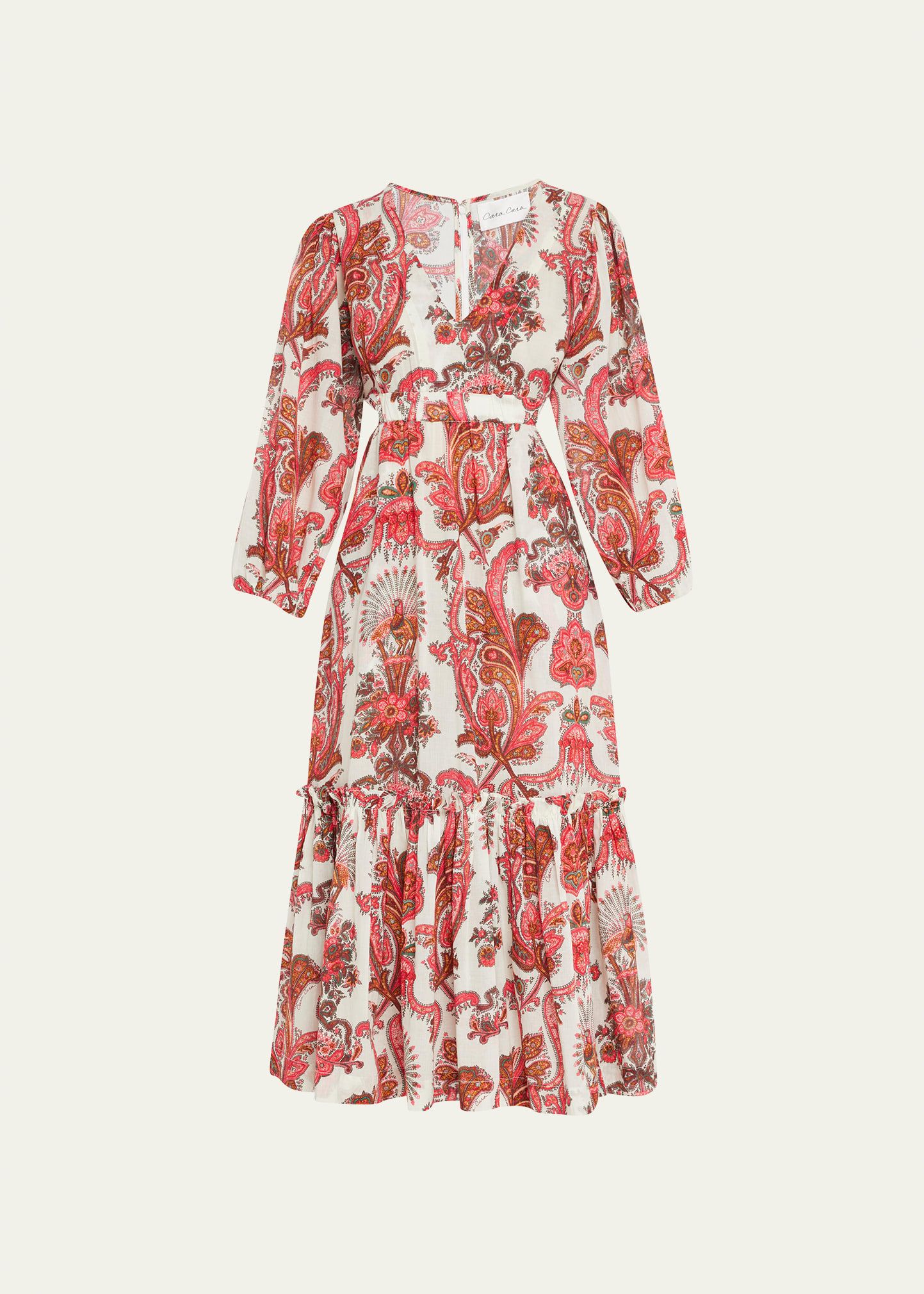 Cara Cara Alice Square-Neck Cutout-Side Midi Dress | Bergdorf Goodman
