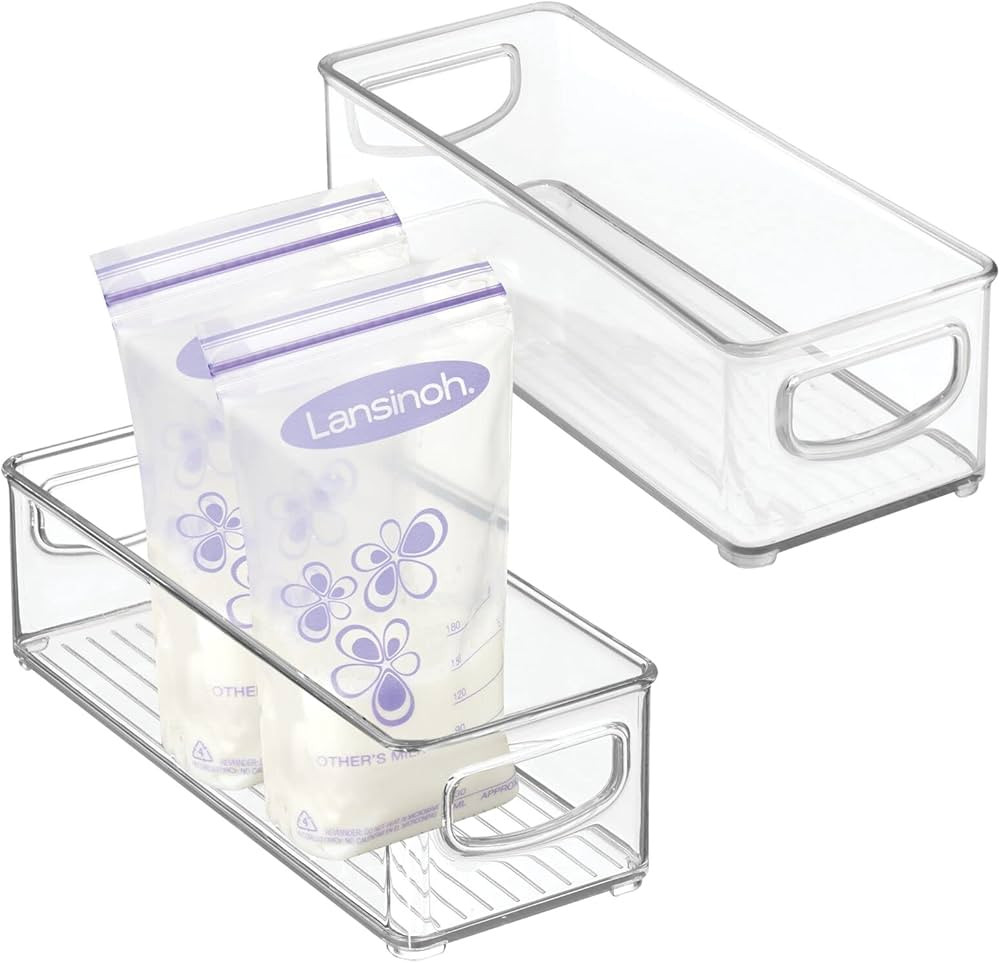 mDesign Small Plastic Nursery Storage Container Bins with Handles for Organization in Cabinet, Cl... | Amazon (US)