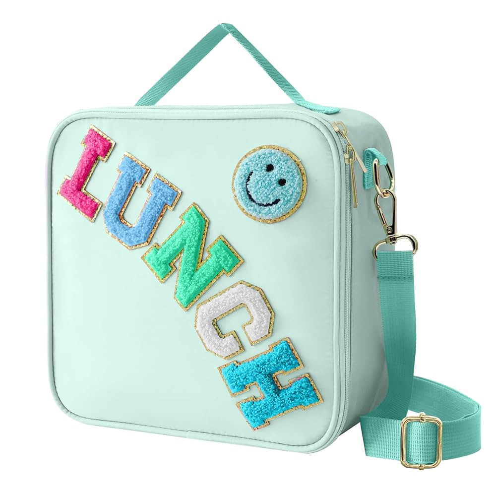 Insulated Lunch Bag With Adjustable Shoulder Strap, Nylon Preppy Lunch Box Large Insulated Lunch ... | Amazon (US)
