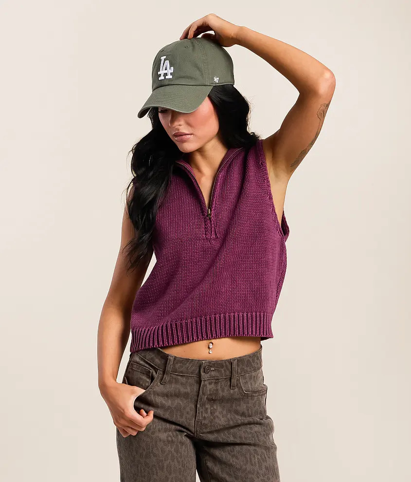 Washed Quarter Zip Sweater Tank Top | Buckle