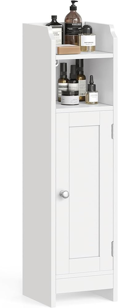 VASAGLE Small Storage Corner Floor Cabinet with Door, 7.9 x 7.1 x 31.5 Inches, Narrow Toilet Pape... | Amazon (US)