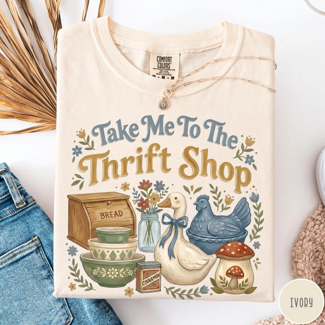 Take Me to the Thrift Shop Comfort Colors\u00ae T-shirt, Vintage Thrifting Shirt, Grandmacore Ant... | Etsy (Global)