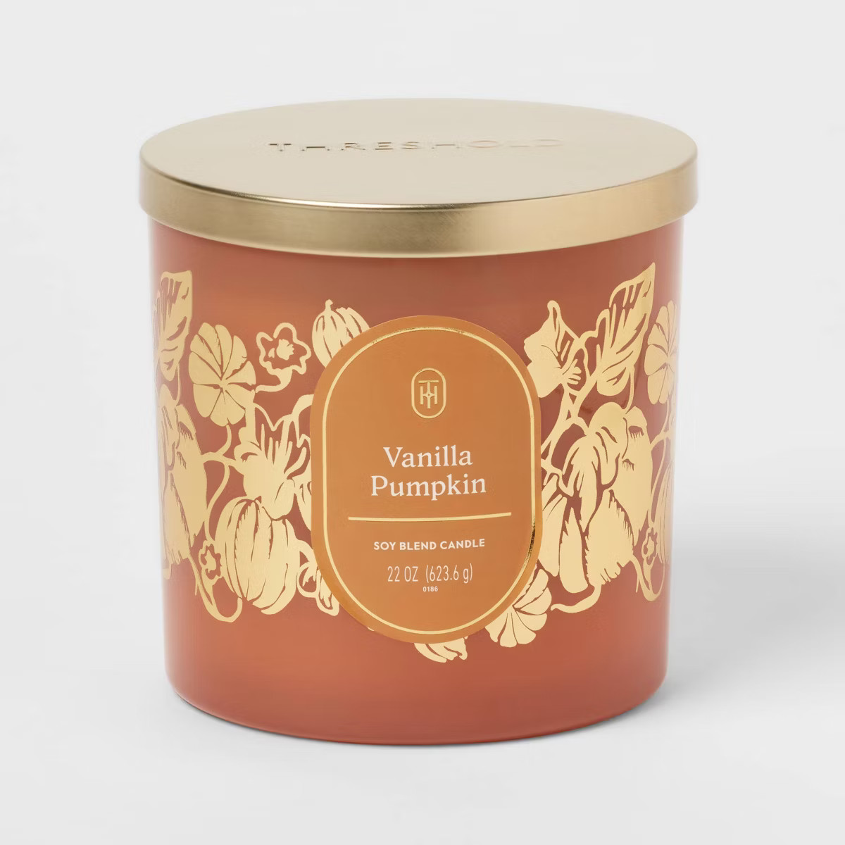 3-Wick 22oz Decal Glass Vanilla Pumpkin Jar Candle with Metal Lid - Threshold™ | Target