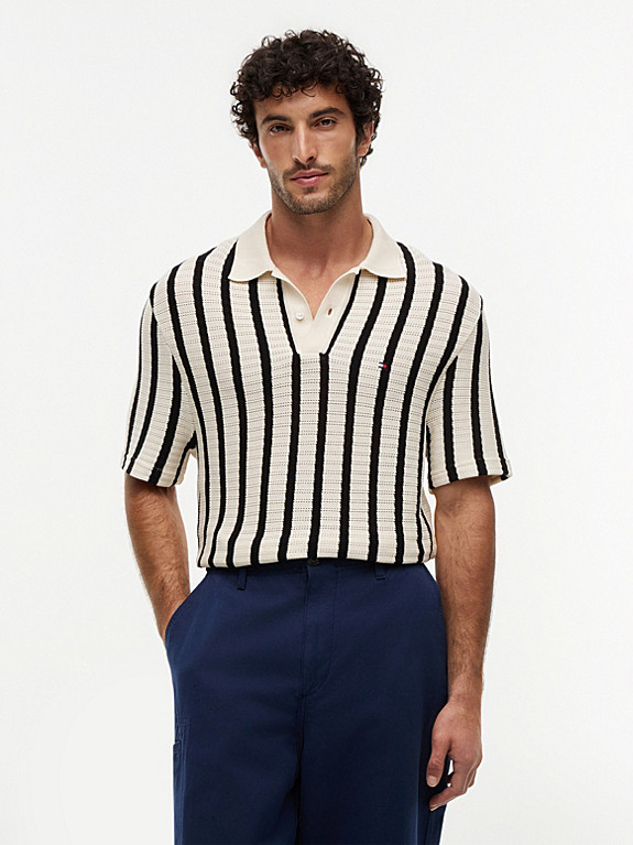 Relaxed Fit Open Knit Polo Shirt | Tommy Hilfiger UK