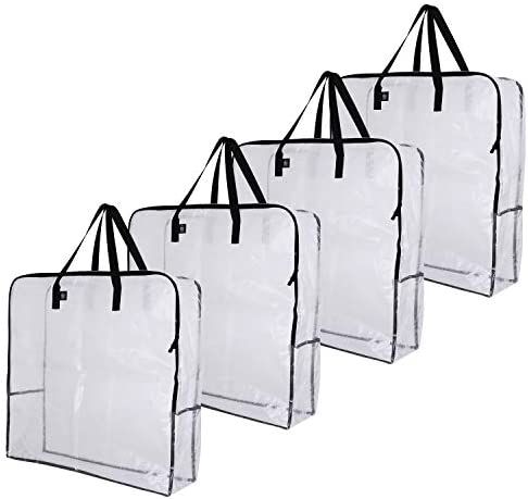 VENO 4 Pack Over-Sized Clear Organizer Storage Bag W/ Strong Handles and Zippers for College, Mov... | Amazon (US)