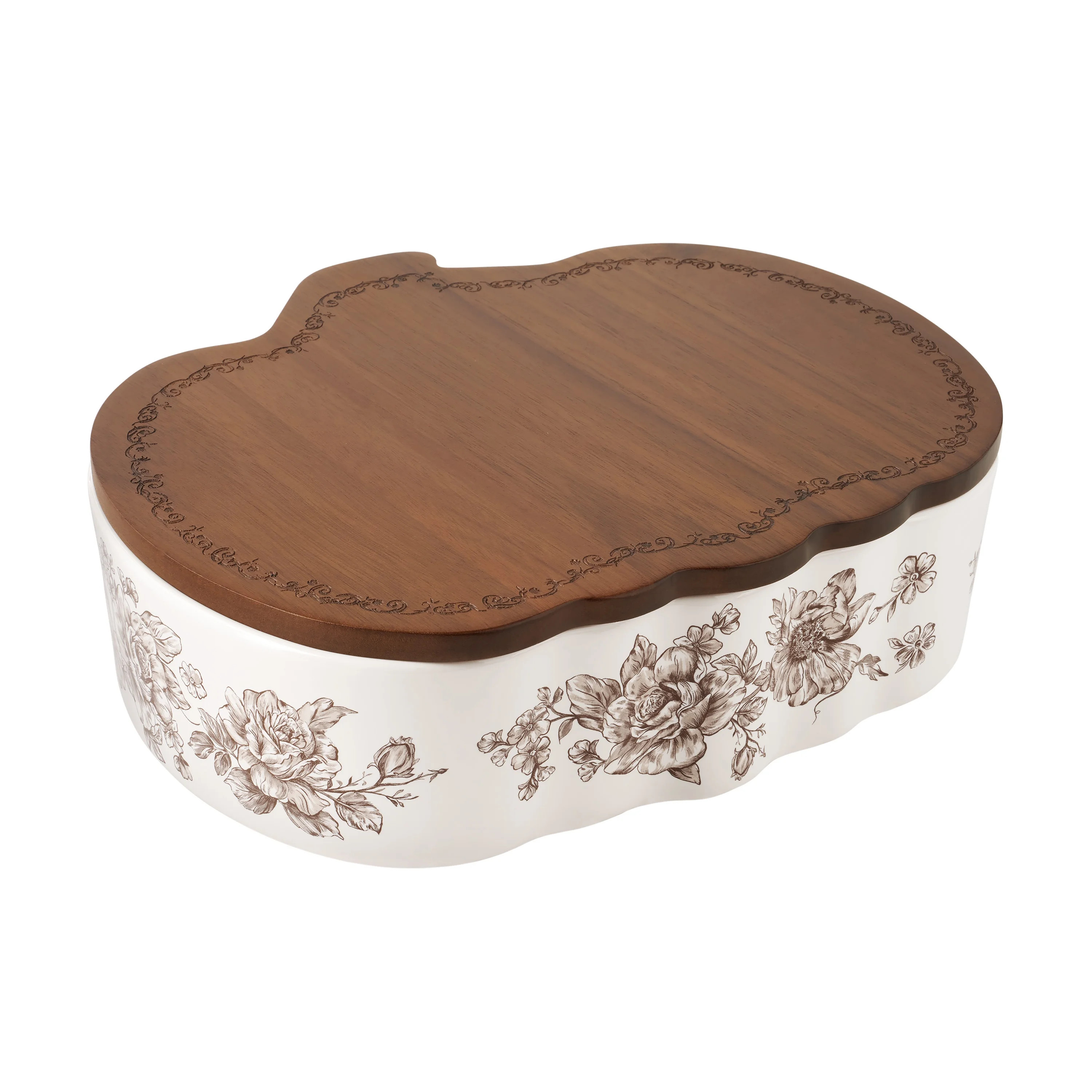 The Pioneer Woman Stoneware Pumpkin Baker with Acacia Wood Lid, Agatha Brown - Walmart.com | Walmart (US)