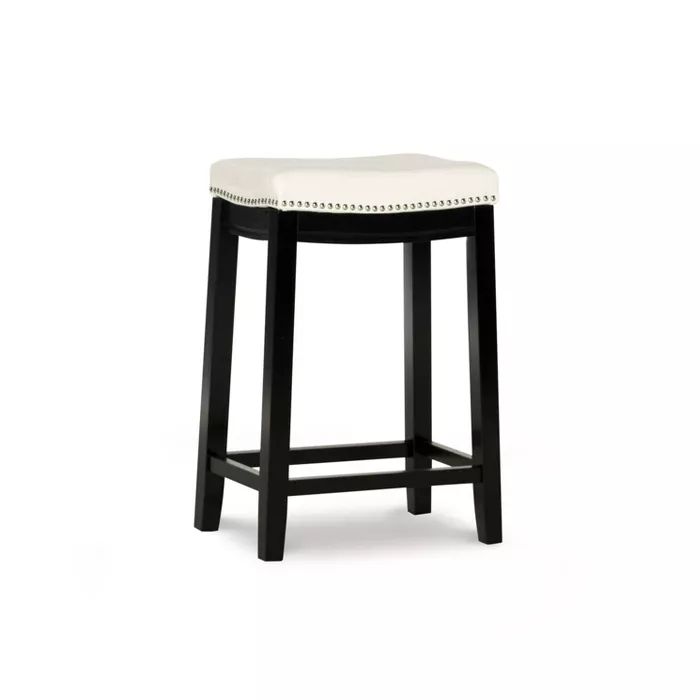 24" Claridge Leather Saddle Counter Stool - Linon | Target