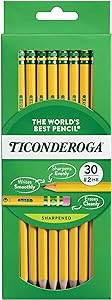 Ticonderoga Wood-Cased Pencils, Pre-Sharpened, 2 HB Soft, Yellow, 30 Count | Amazon (US)