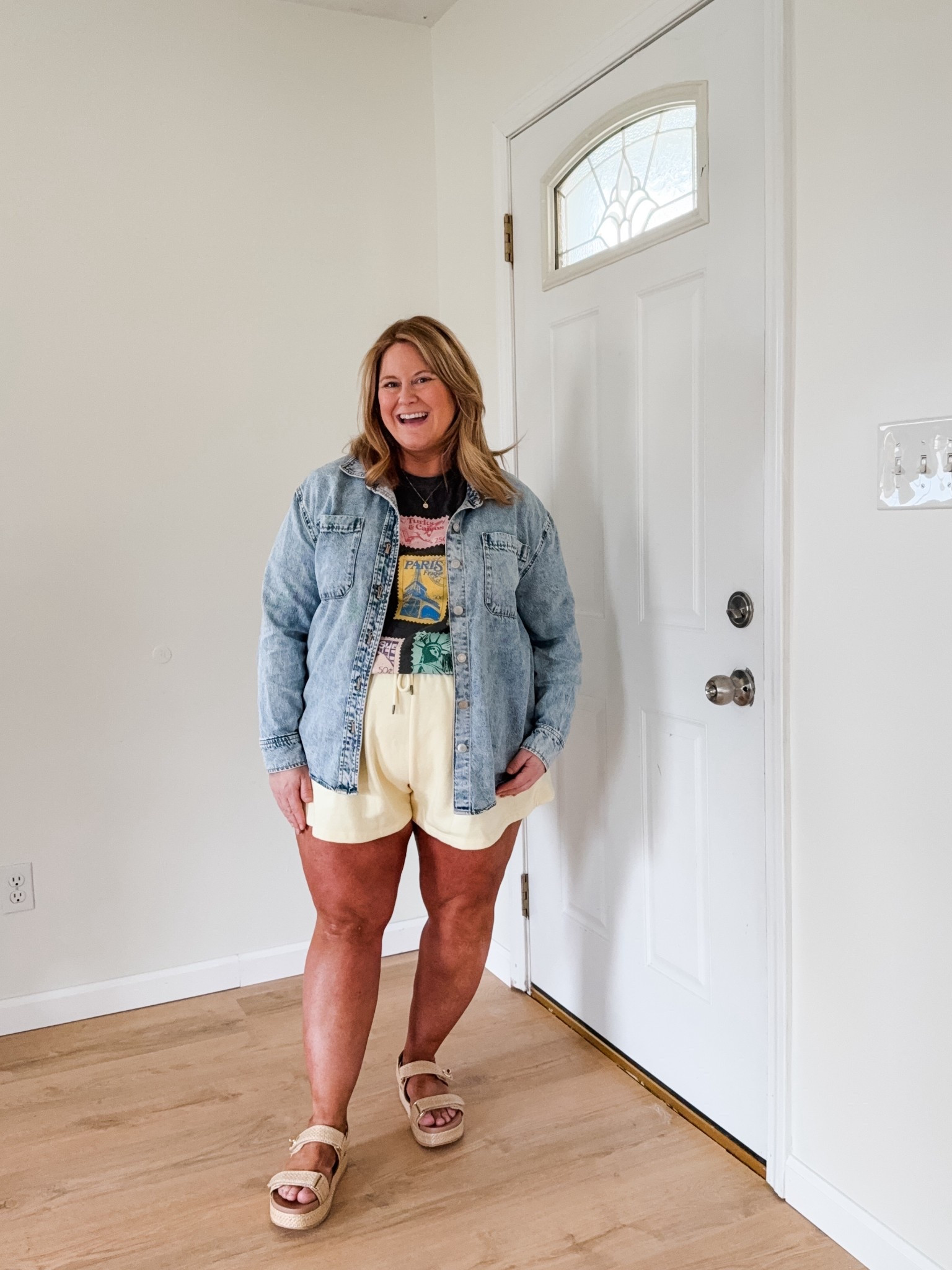 Wearing an XL in my graphic tee from Mountain Moverz (I usually do a large but sized up for the bump).  You can use code STEPHSHARES20 to save $$!  My yellow shorts are an XL.  Linking similar denim shirts  

#LTKSeasonal #LTKMidsize #LTKBump