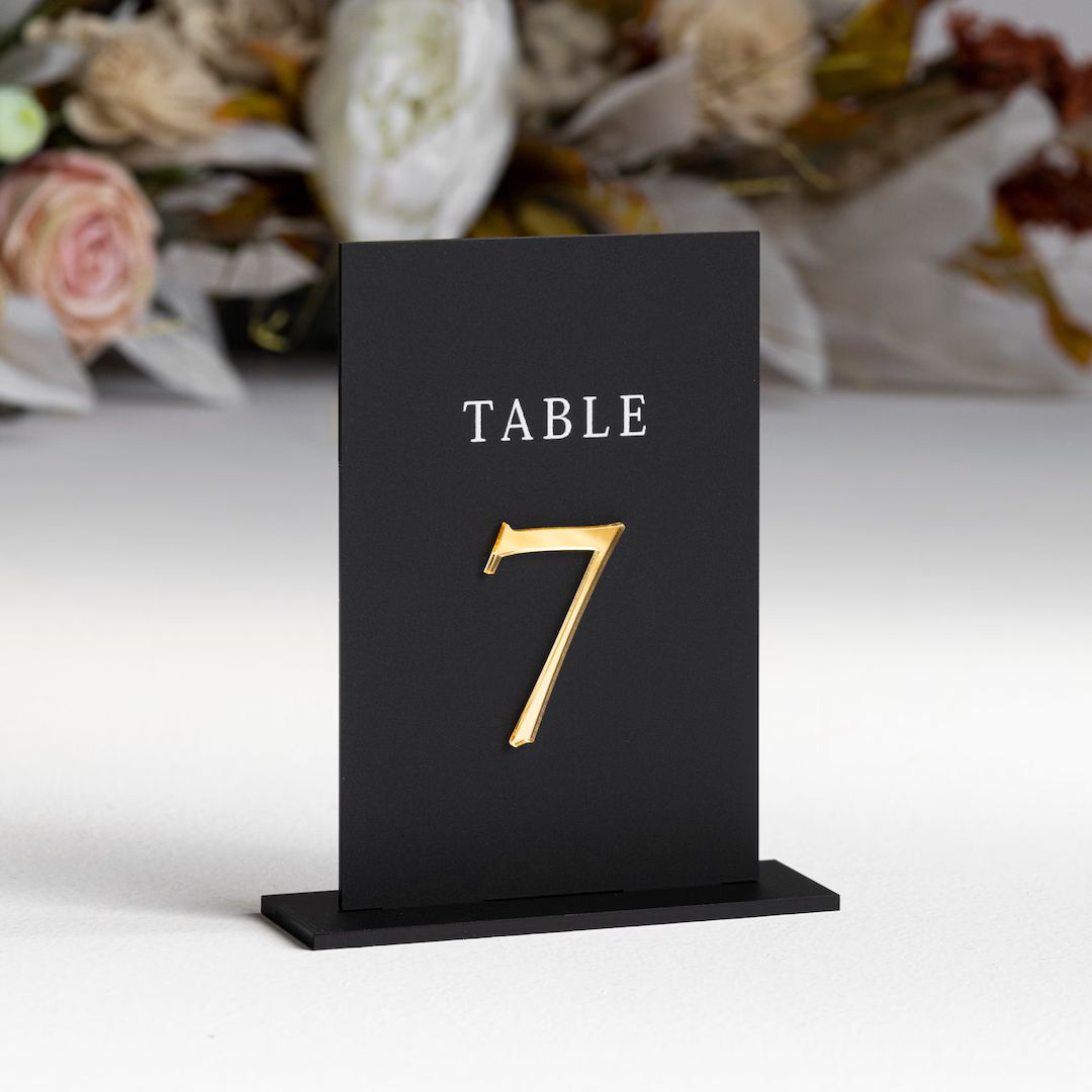Matt Black Acrylic Table Numbers Wedding Table Decor Wedding Signage Table Signs Table Numbers We... | Etsy (US)