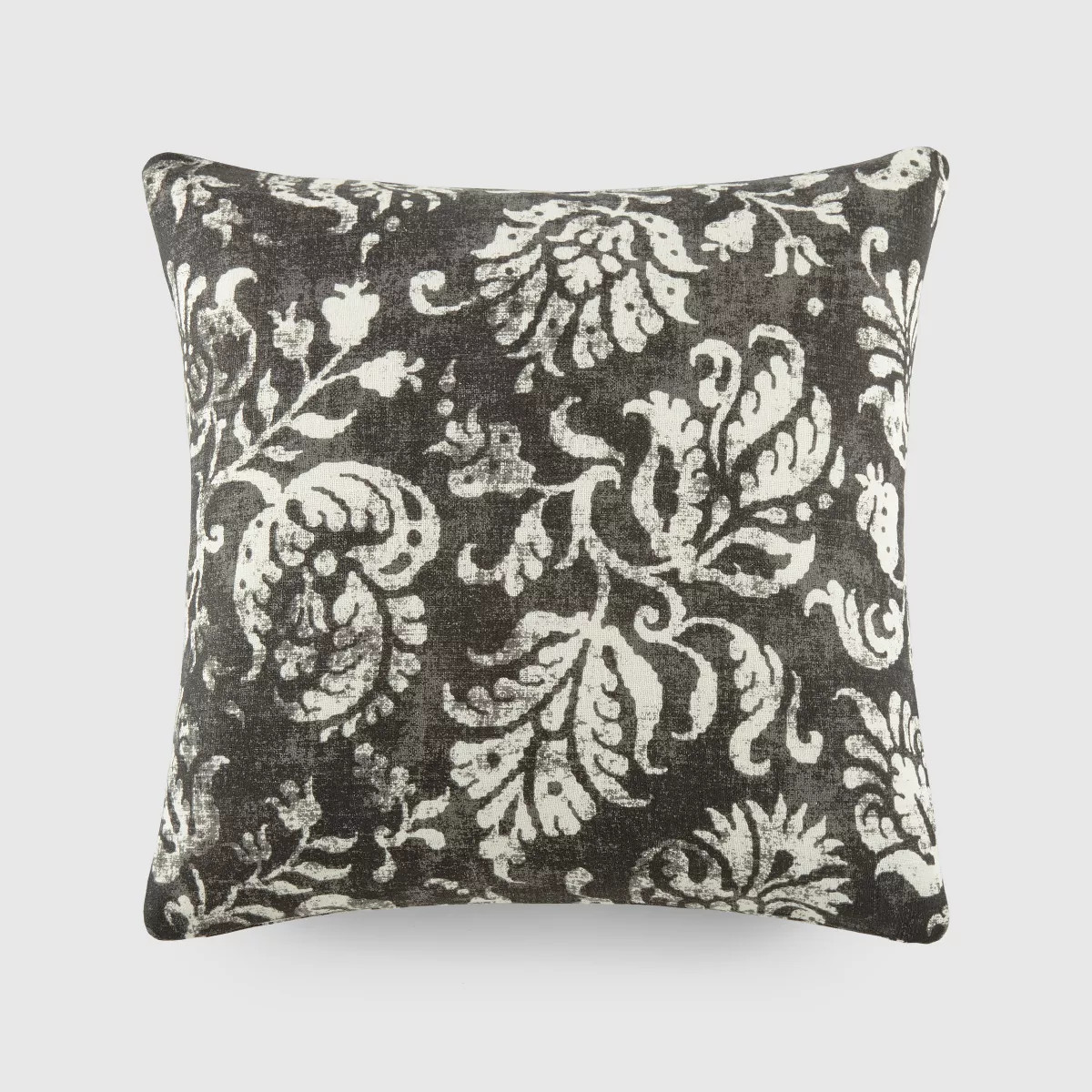 Distressed Floral Pattern Gray Cotton Throw Pillow Cover With Pillow Insert Set - Becky Cameron | Target
