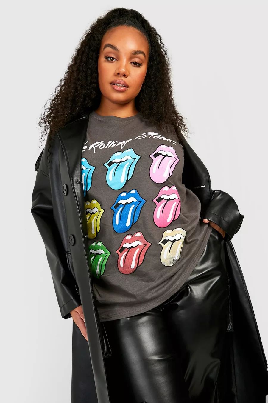 Plus Rainbow Rolling Stones Licensed T-shirt | Boohoo.com (NL)