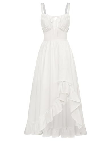 Scarlet Darkness White Corset Dress Renaissance Costume Women Victorian Milkmaid Sundress White L | Amazon (US)
