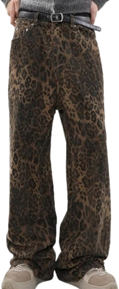 Leopard Jeans Cargo Pants Baggy Y2k Jeans Y2k Pants High Waist Pants Straight Leg Jeans Flare Pan... | Amazon (US)