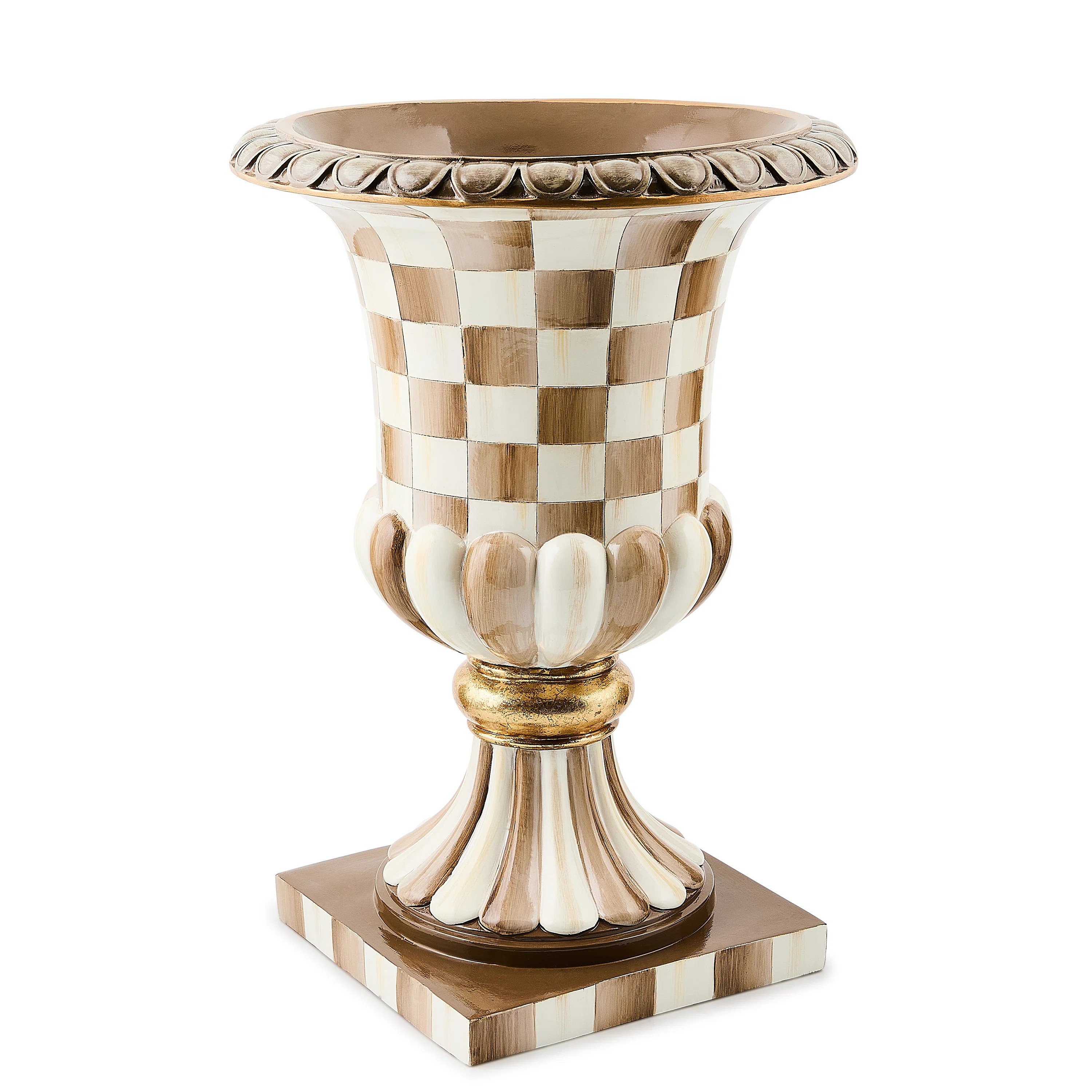 Mocha Check Tabletop Pedestal Urn | Wayfair North America