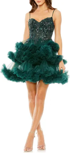 Mac Duggal Sequin & Bead Tiered Cocktail Minidress | Nordstrom | Nordstrom