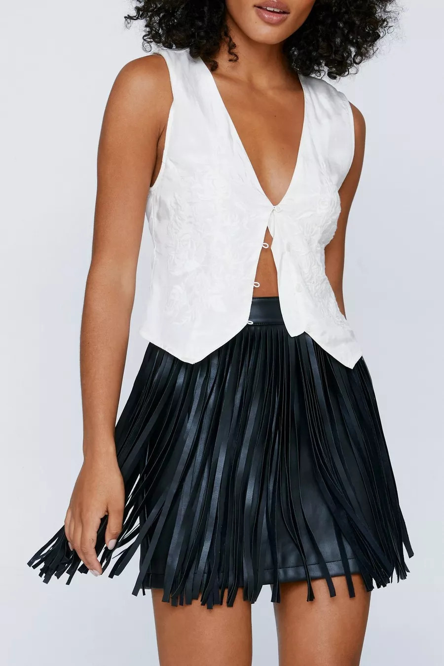 Premium Faux Leather Fringe Mini Skirt | Nasty Gal (US)