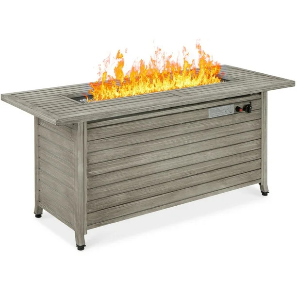 Best Choice Products 57in 50,000 BTU Rectangular Propane Aluminum Gas Fire Pit Table w/ Cover, Gl... | Walmart (US)