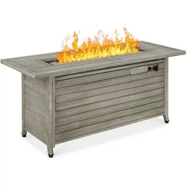 Best Choice Products 57in 50,000 BTU Rectangular Propane Aluminum Gas Fire Pit Table w/ Cover, Gl... | Walmart (US)