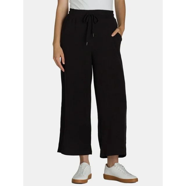 Time and Tru Women's Wide Leg Hacci Pants, Sizes XS-XXXL | Walmart (US)