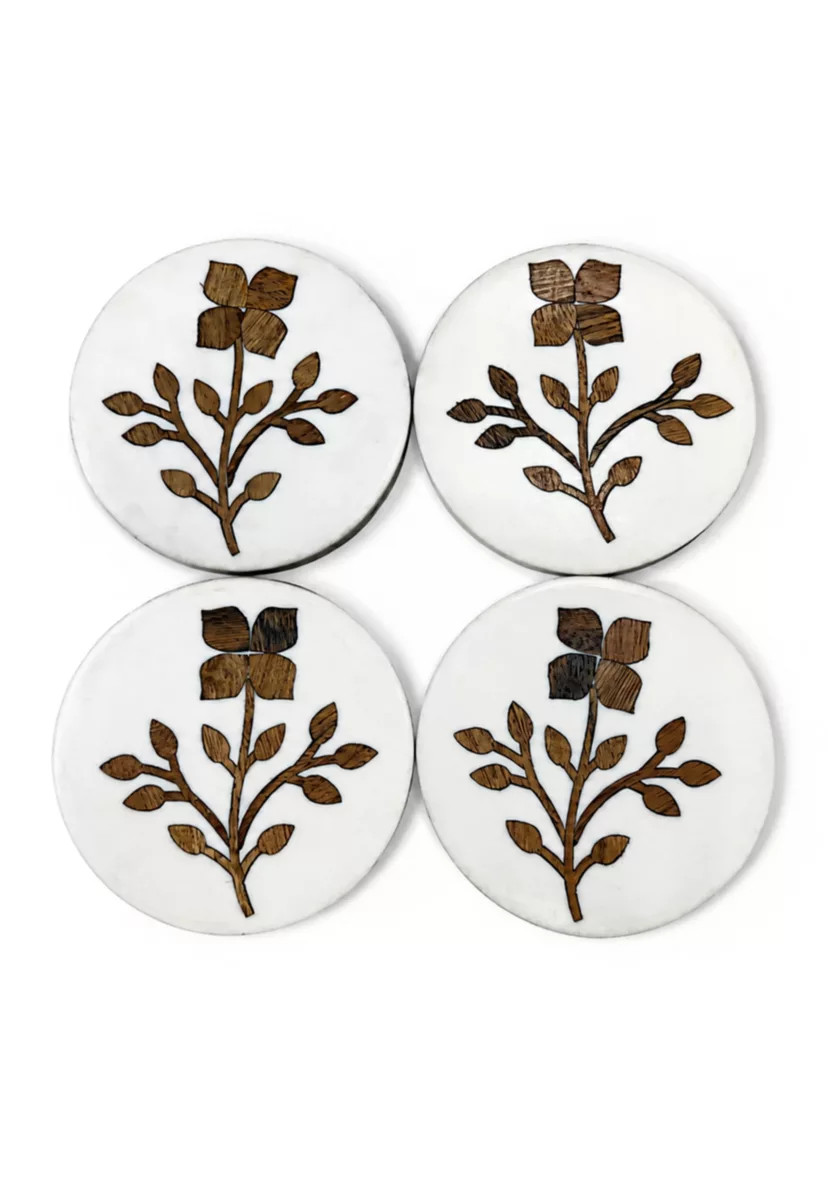 Set of 4 Wood Inlay Coasters | Belk