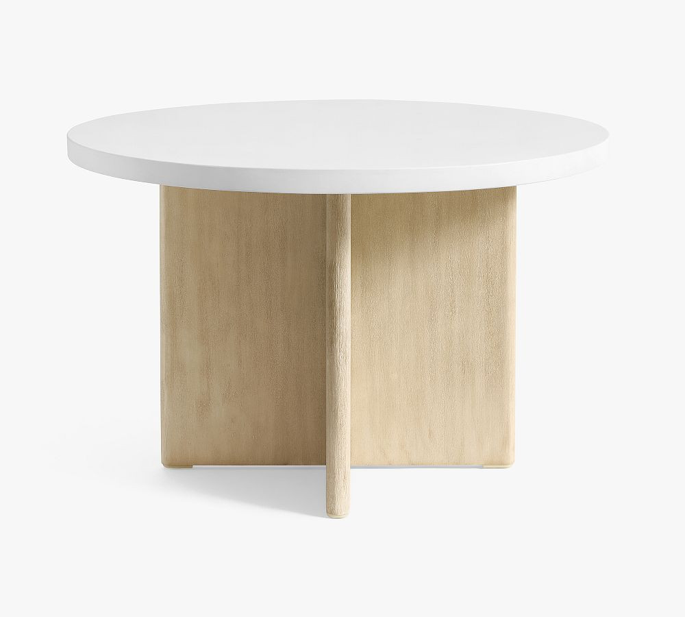 Cayman Concrete & Eucalyptus Round Outdoor Dining Table (48") | Pottery Barn (US)