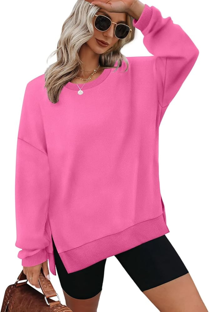 XIEERDUO Womens Oversized Sweatshirts Pullover Casual Crewneck Long Sleeve Tops Comfy | Amazon (US)