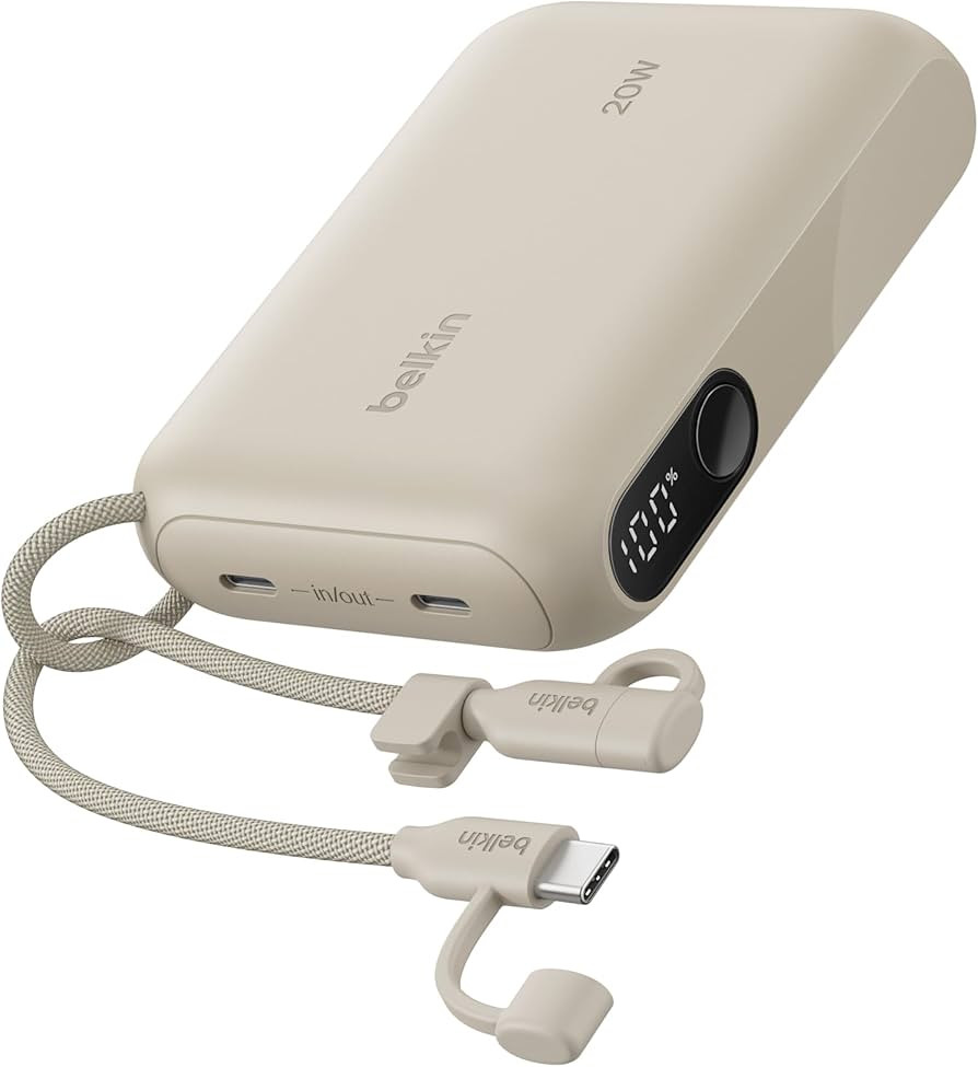 Belkin Portable Charger, Slim USB-C Power Bank 10,000mAh w/ 2 USB-C Ports, Digital Battery Displa... | Amazon (US)