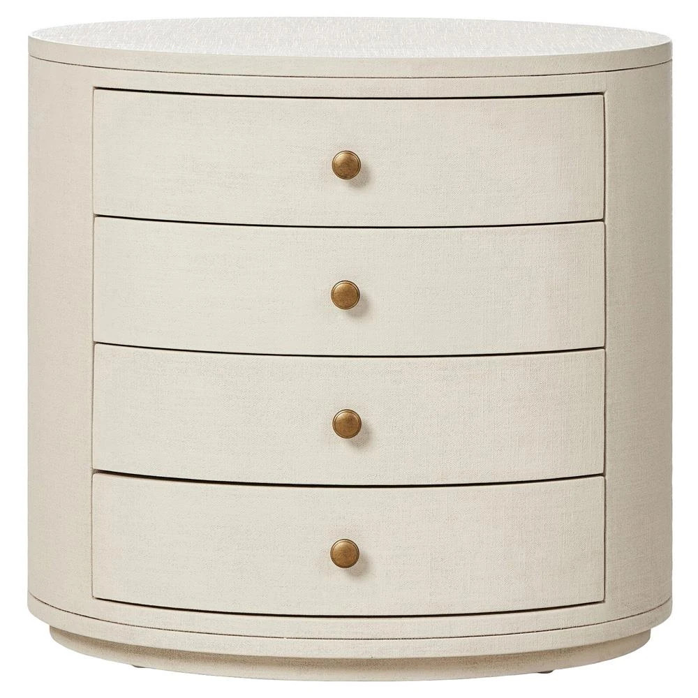 Beatrice Modern Classic Cream Painted Linen Oval Nightstand | Kathy Kuo Home