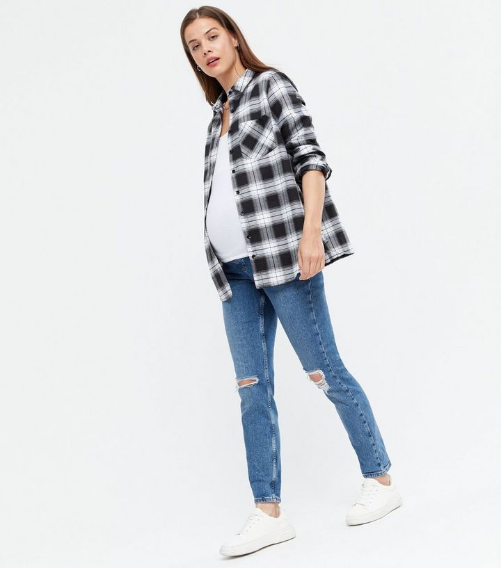 Maternity Blue Ripped Over Bump Tori Mom Jeans
						
						Add to Saved Items
						Remove from ... | New Look (UK)