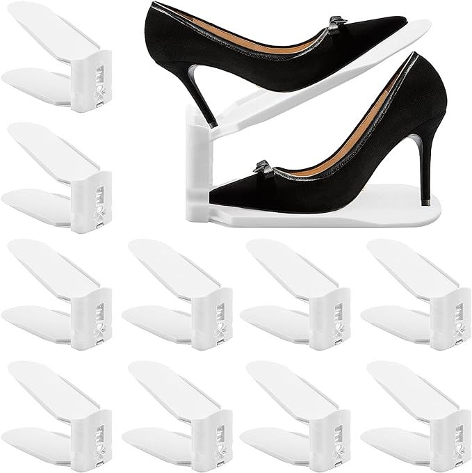 Shoe Slots Organizer, Sunvito 10 Pcs Shoe Stacker Adjustable Double Deck Upgraded Thickening Shoe... | Amazon (US)
