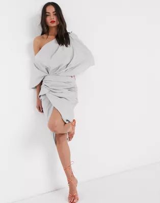 ASOS EDITION drape asymmetric linen midi dress | ASOS (Global)